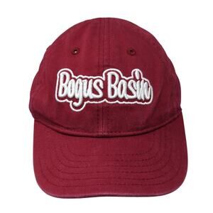 Bogus Basin Baseball Cap Red One Size Adjustable Embroidered Attitude 101